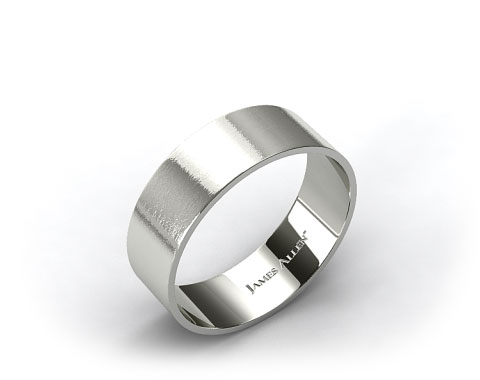 18k White Gold 8mm Flat Satin Finish Comfort Fit Wedding Band